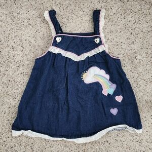 Health-tex Blue Denim Dress with Rainbow and Heart Accents